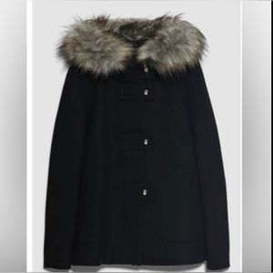 New Zara Coat With Faux Fur Hood